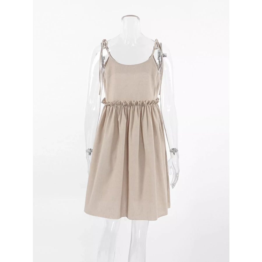 Frill Tie Shoulder Mini Dress Apparel and Accessories