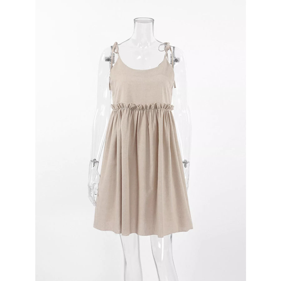 Frill Tie Shoulder Mini Dress Apparel and Accessories