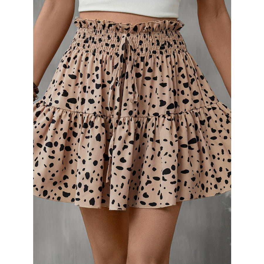 Frill Tied Printed Mini Skirt Apparel and Accessories