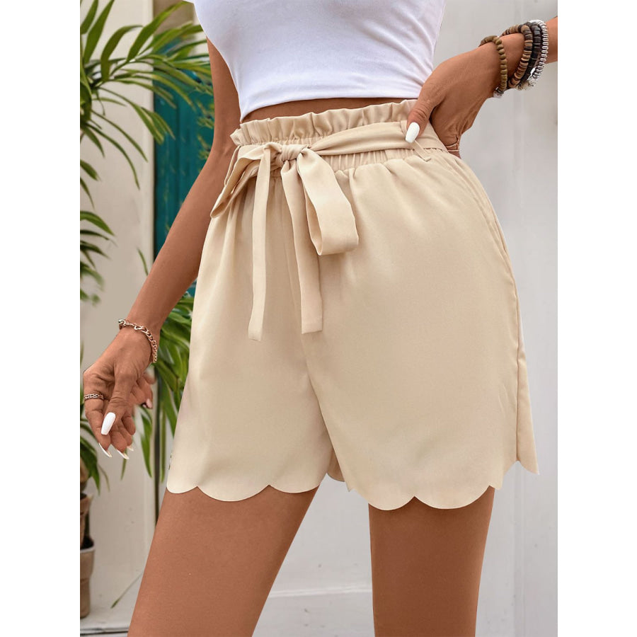 Frill Tied Shorts with Pockets Apparel and Accessories