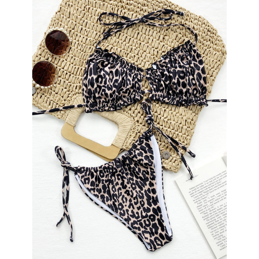 Frill Trill Halter Neck Bikini Set Apparel and Accessories