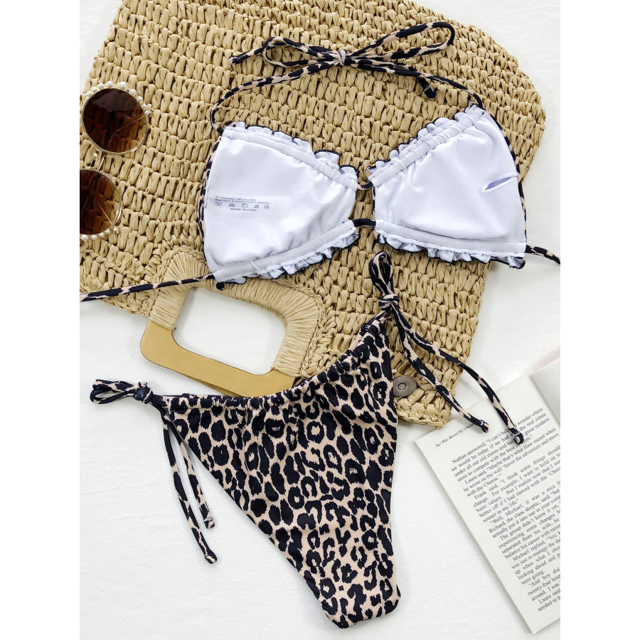 Frill Trill Halter Neck Bikini Set Apparel and Accessories