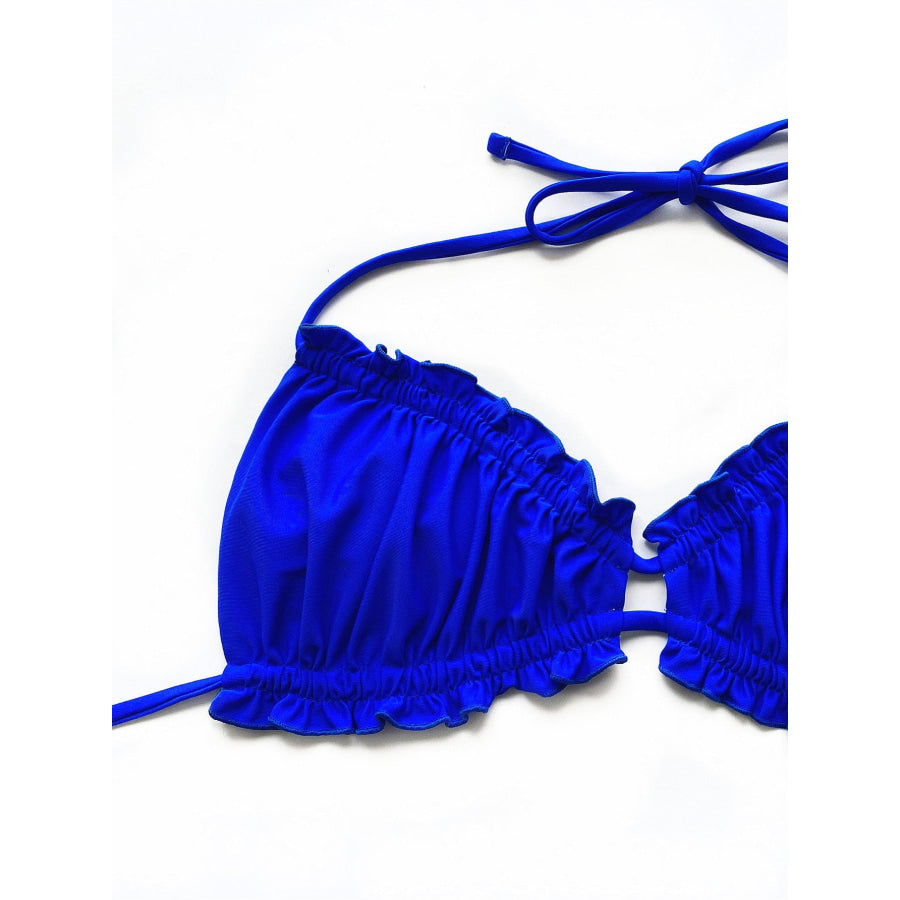 Frill Trill Halter Neck Bikini Set Apparel and Accessories