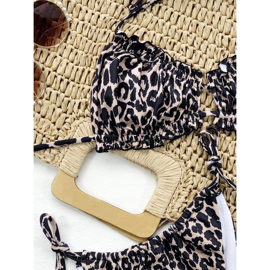 Frill Trill Halter Neck Bikini Set Apparel and Accessories