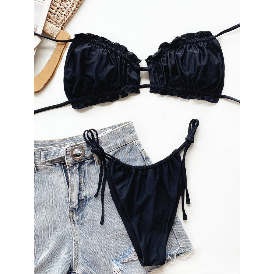 Frill Trill Halter Neck Bikini Set Apparel and Accessories