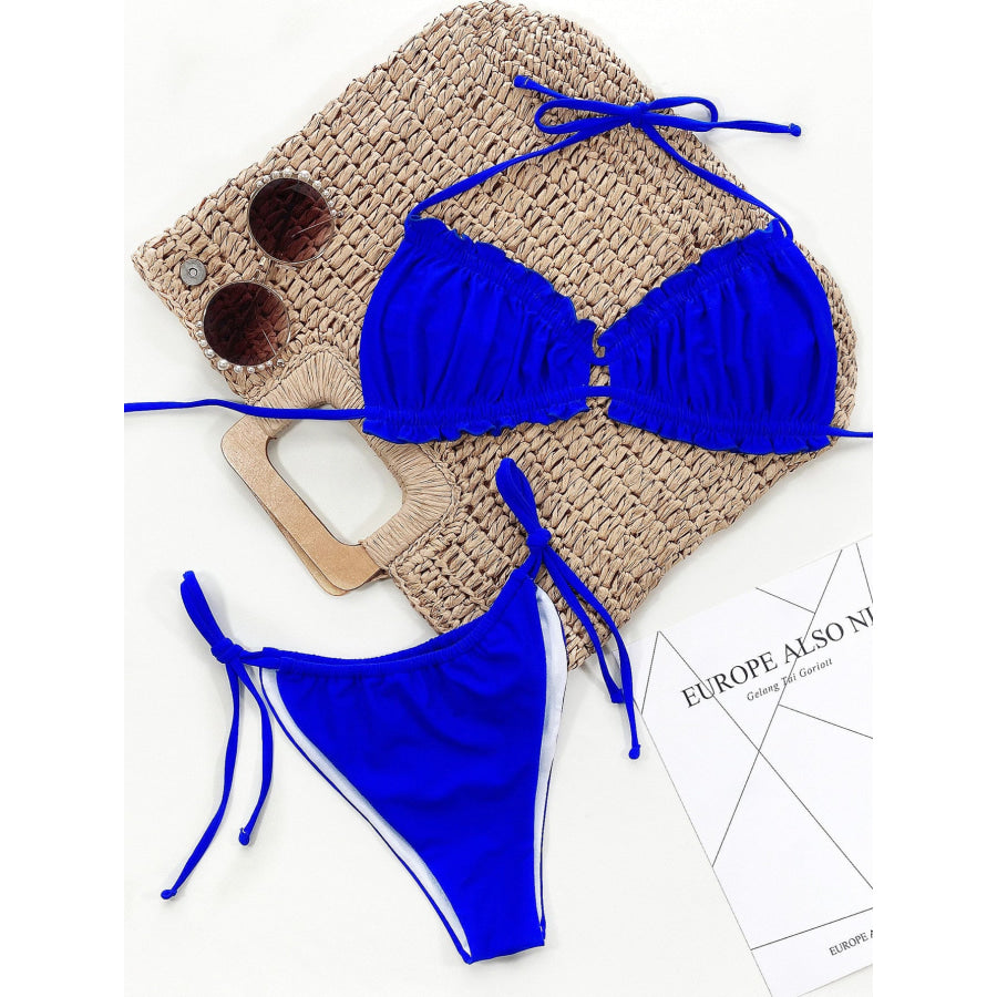 Frill Trill Halter Neck Bikini Set Apparel and Accessories