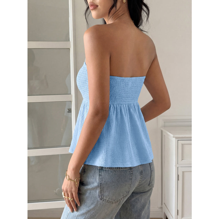 Frill Tube Top with Buckle Detail Apparel and Accessories