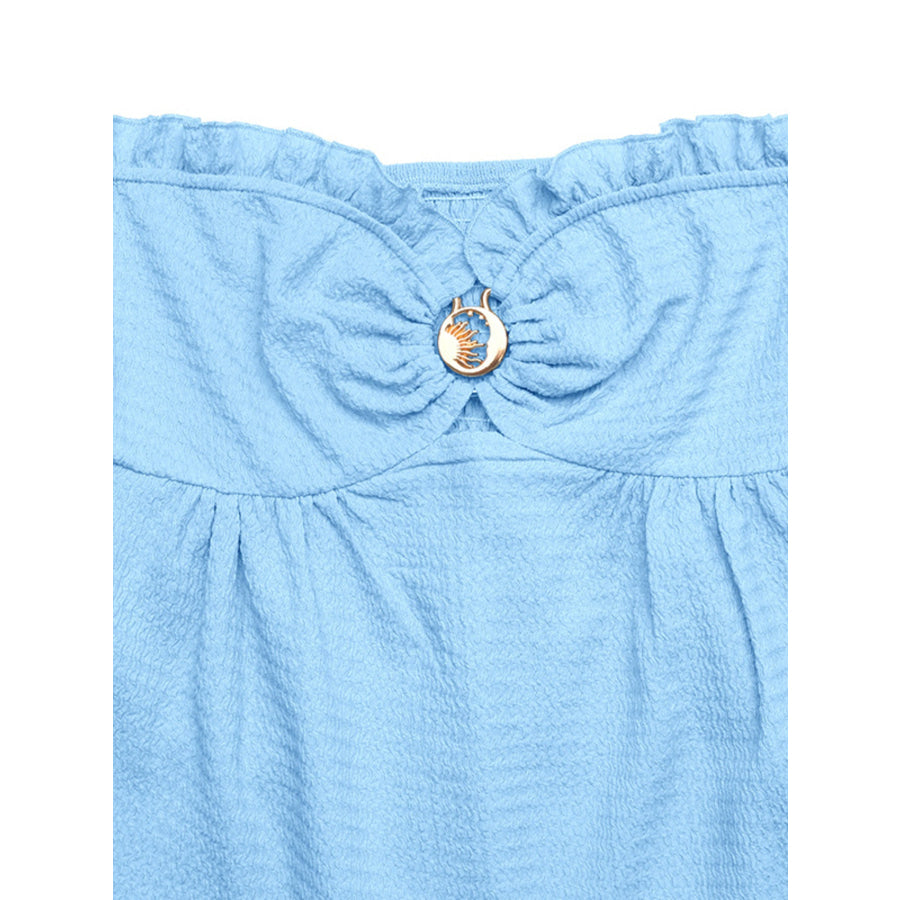 Frill Tube Top with Buckle Detail Apparel and Accessories