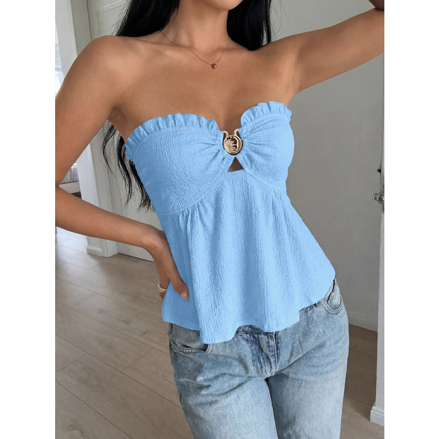 Frill Tube Top with Buckle Detail Apparel and Accessories