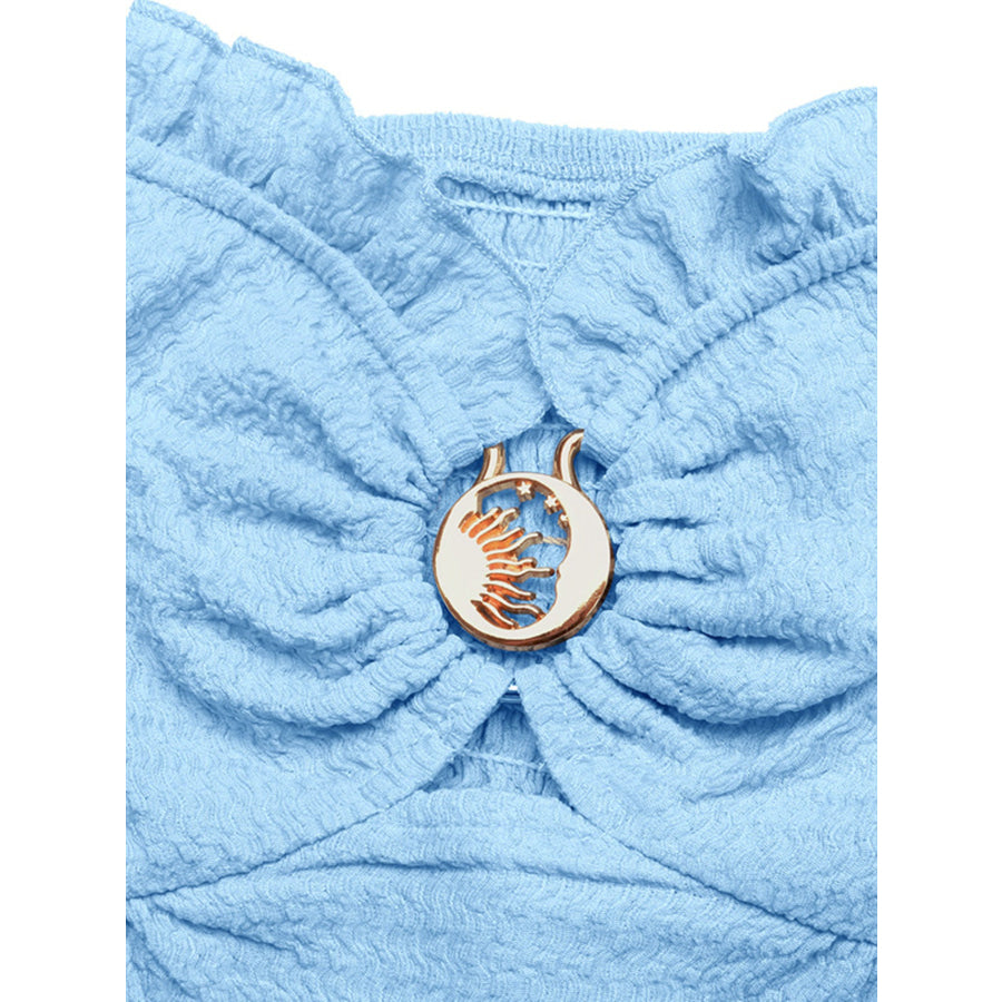 Frill Tube Top with Buckle Detail Apparel and Accessories