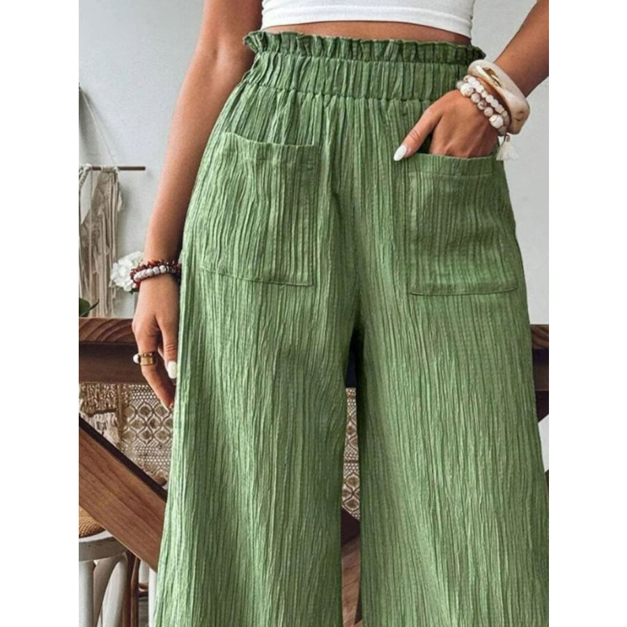 Frill Wide Leg Pants Apparel and Accessories