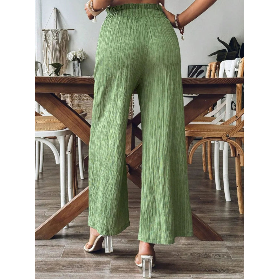 Frill Wide Leg Pants Apparel and Accessories