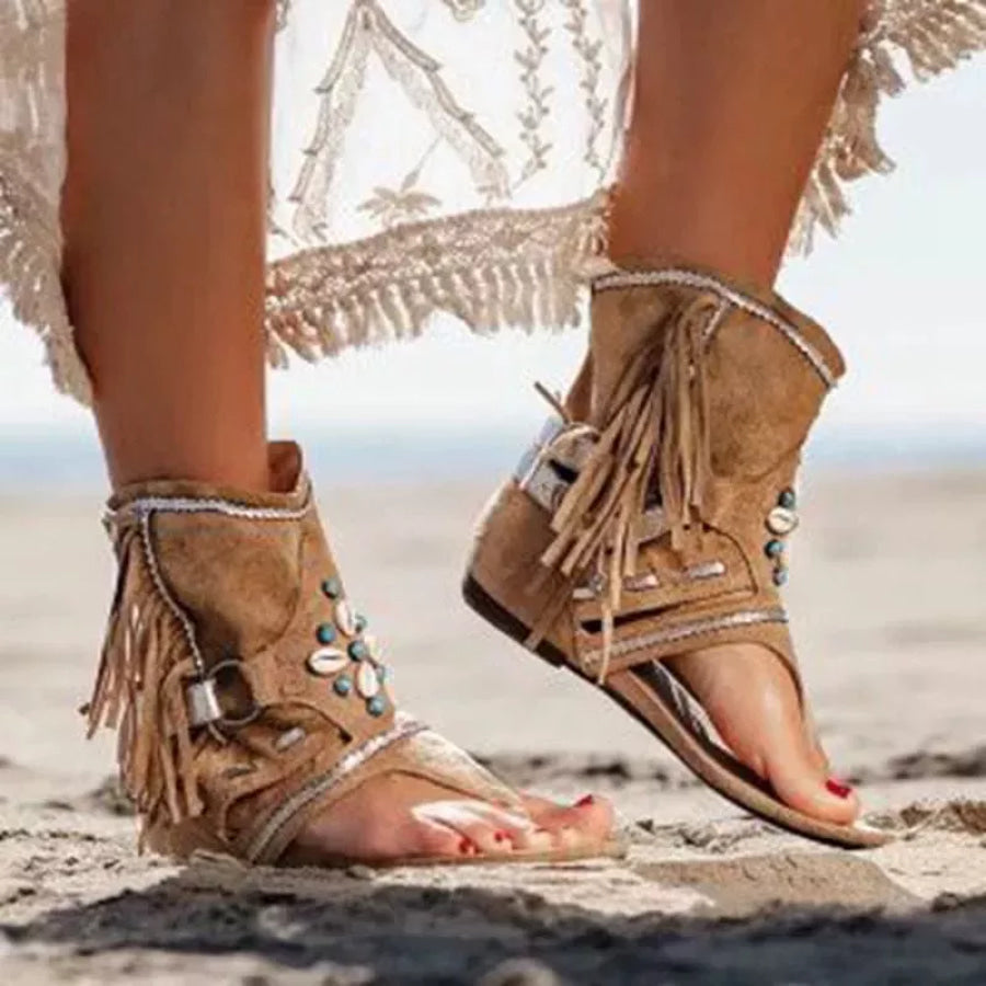 Fringe Ankle Cuff Sandals Apparel and Accessories