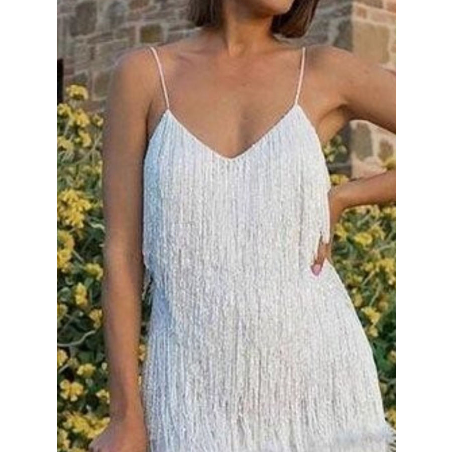 Fringe Feather Hem Mini Dress Apparel and Accessories