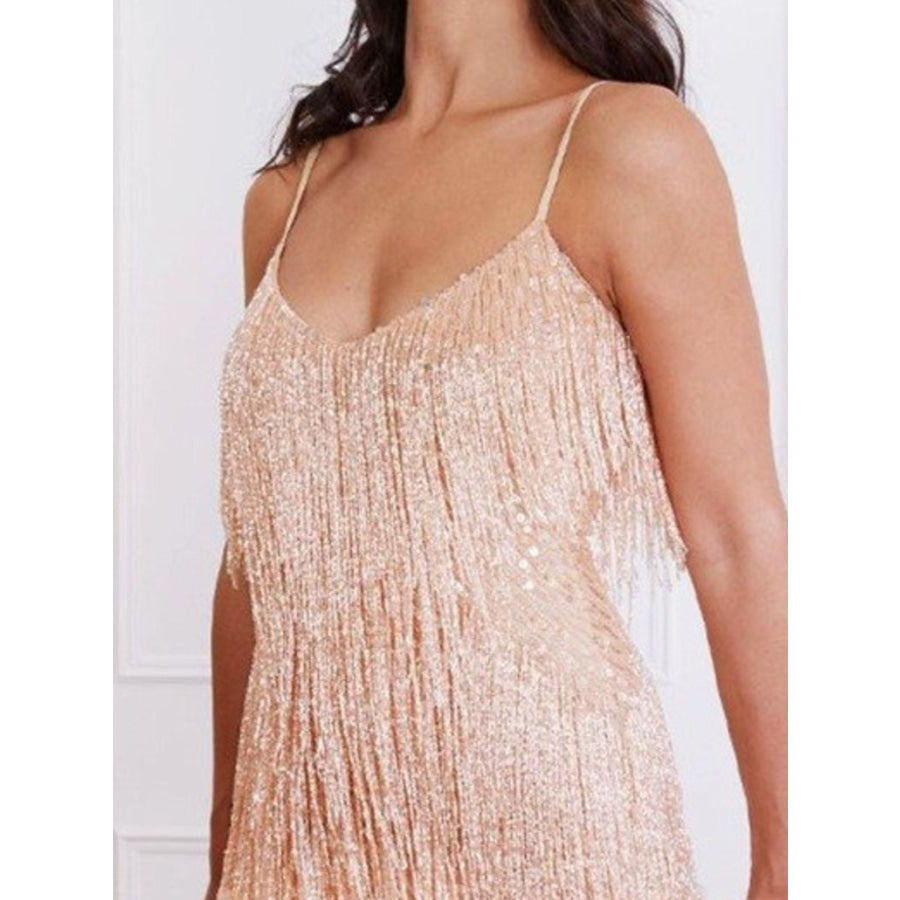 Fringe Feather Hem Mini Dress Apparel and Accessories