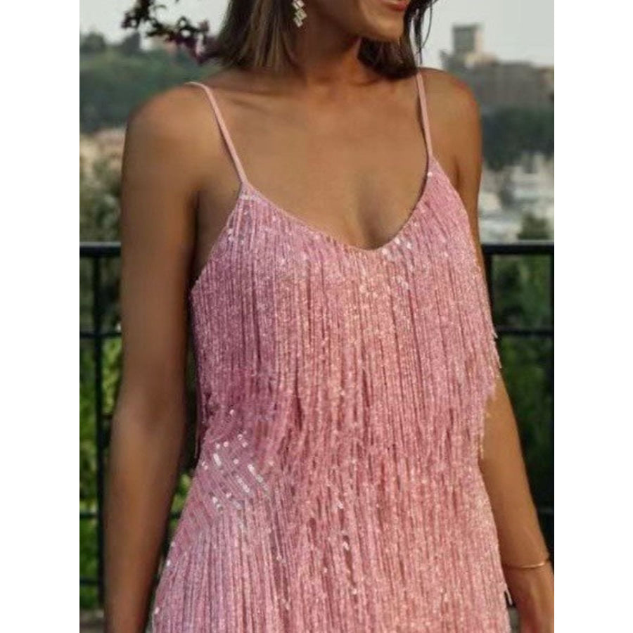 Fringe Feather Hem Mini Dress Apparel and Accessories