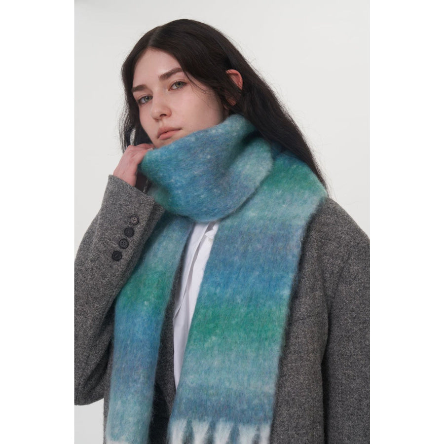 Fringe Gradient Thermal Scarf Apparel and Accessories