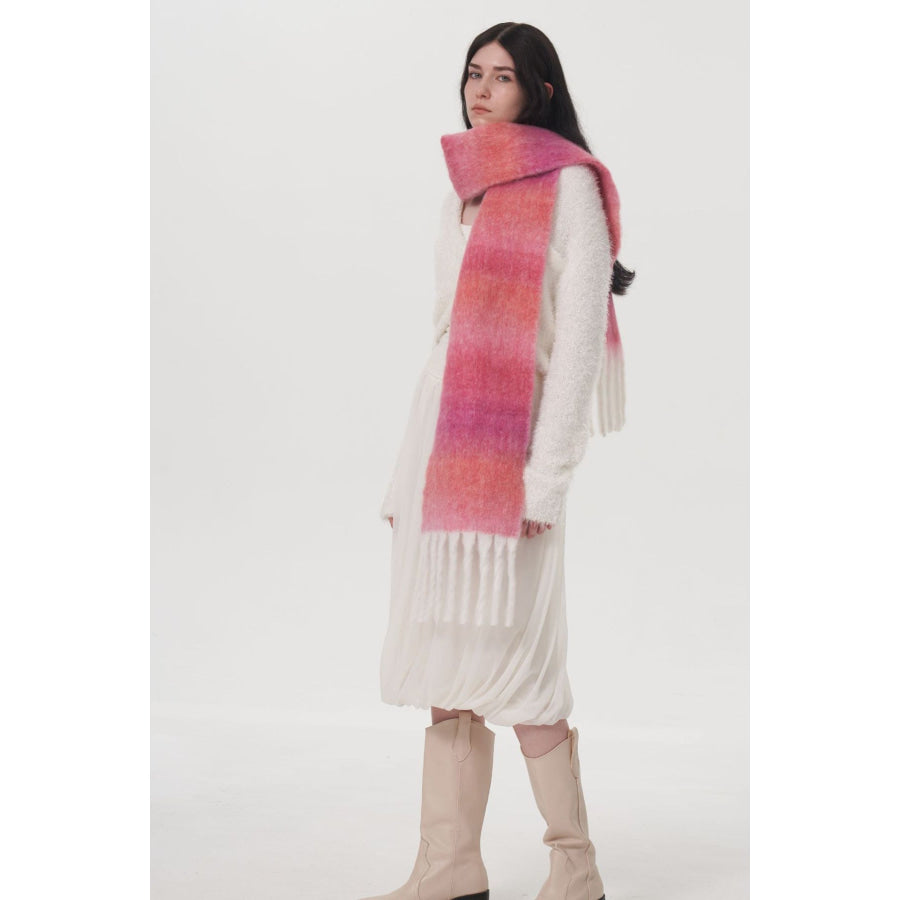 Fringe Gradient Thermal Scarf Apparel and Accessories