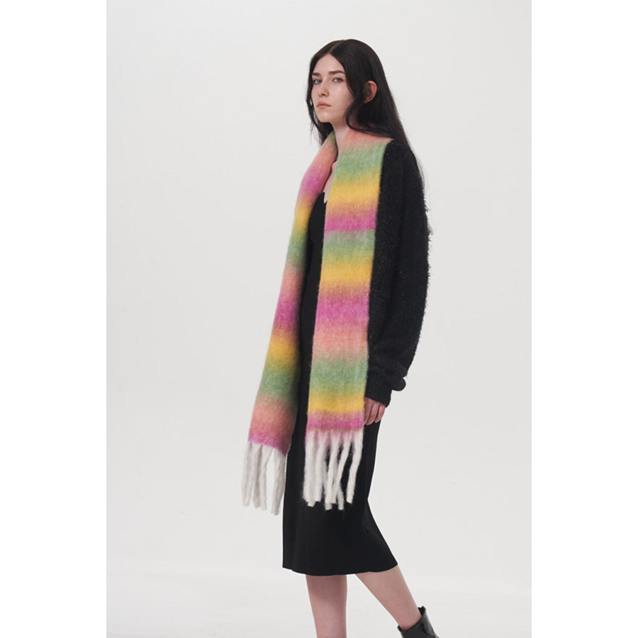 Fringe Gradient Thermal Scarf Apparel and Accessories