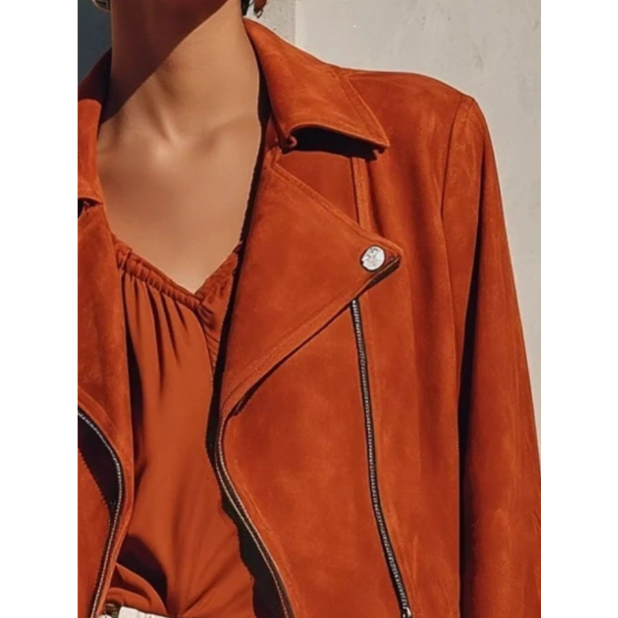 Fringe Hem Zip Up Jacket Apparel and Accessories