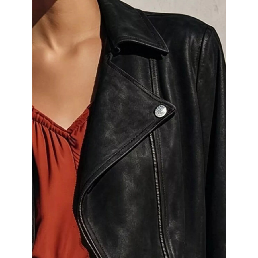 Fringe Hem Zip Up Jacket Apparel and Accessories