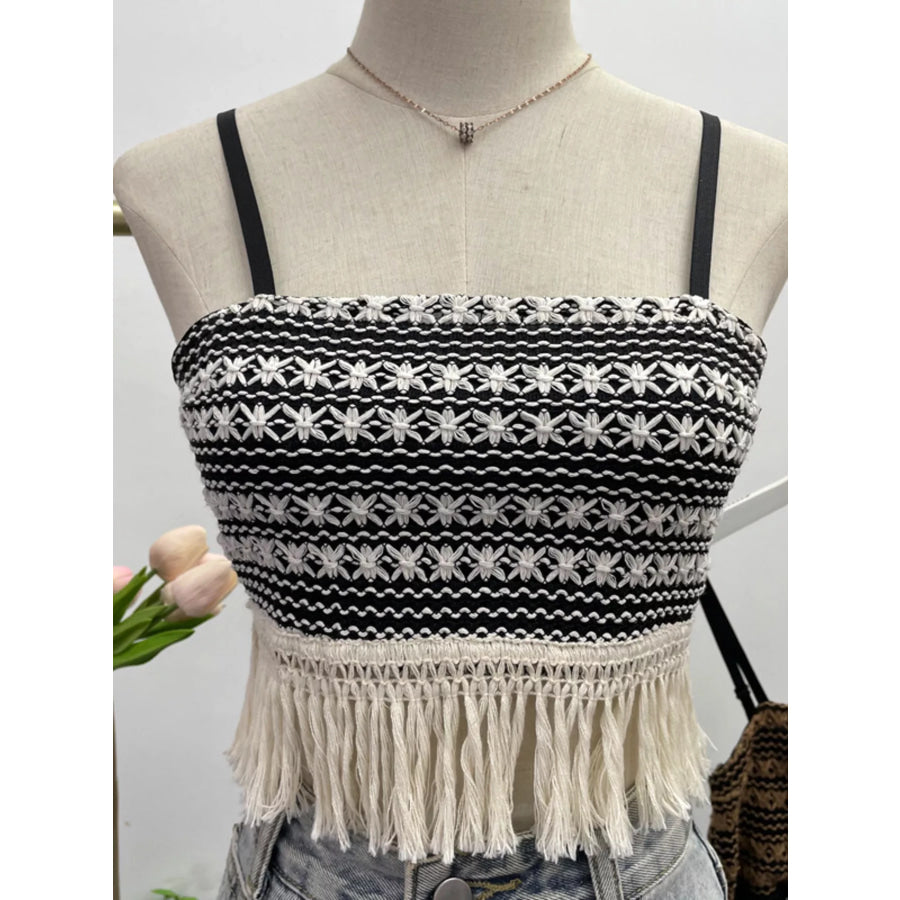 Fringe Knit Cami Apricot / One Size Apparel and Accessories