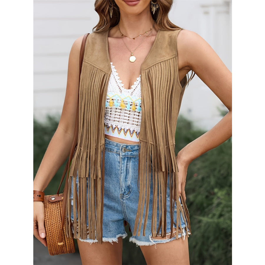 Fringe Open Front Vest Coat Apparel and Accessories