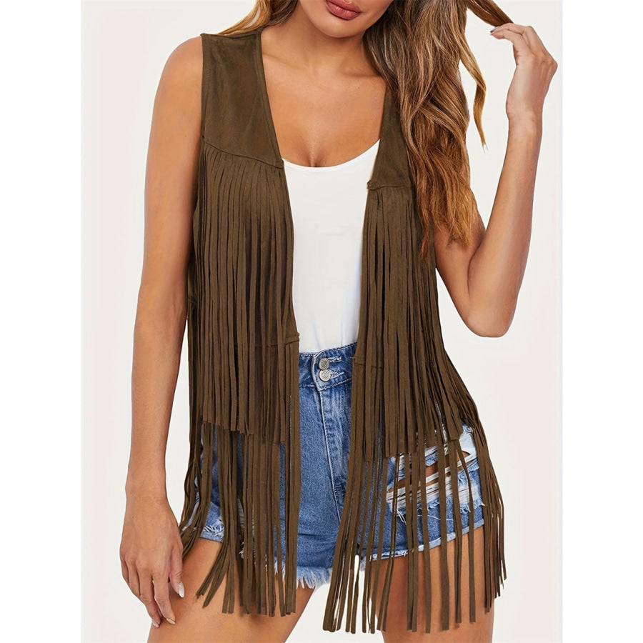 Fringe Open Front Vest Coat Apparel and Accessories