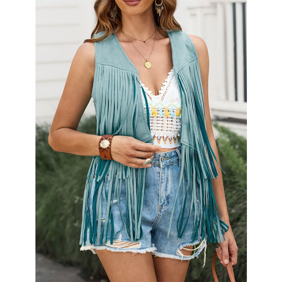 Fringe Open Front Vest Coat Apparel and Accessories