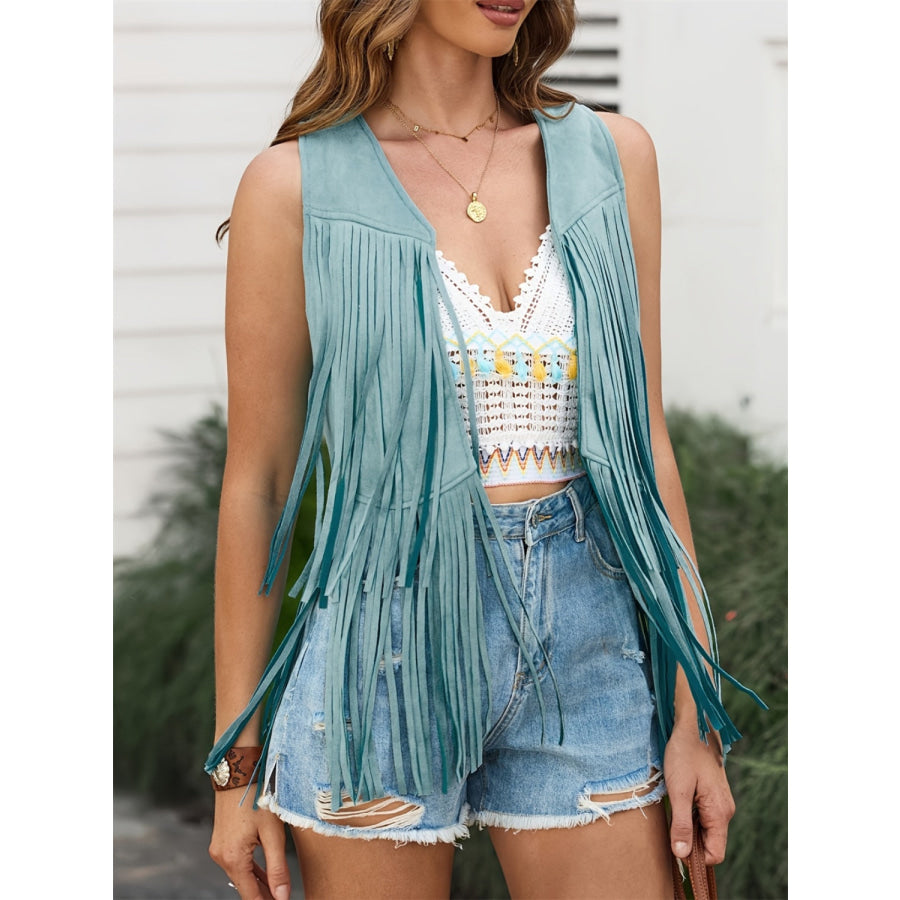 Fringe Open Front Vest Coat Apparel and Accessories