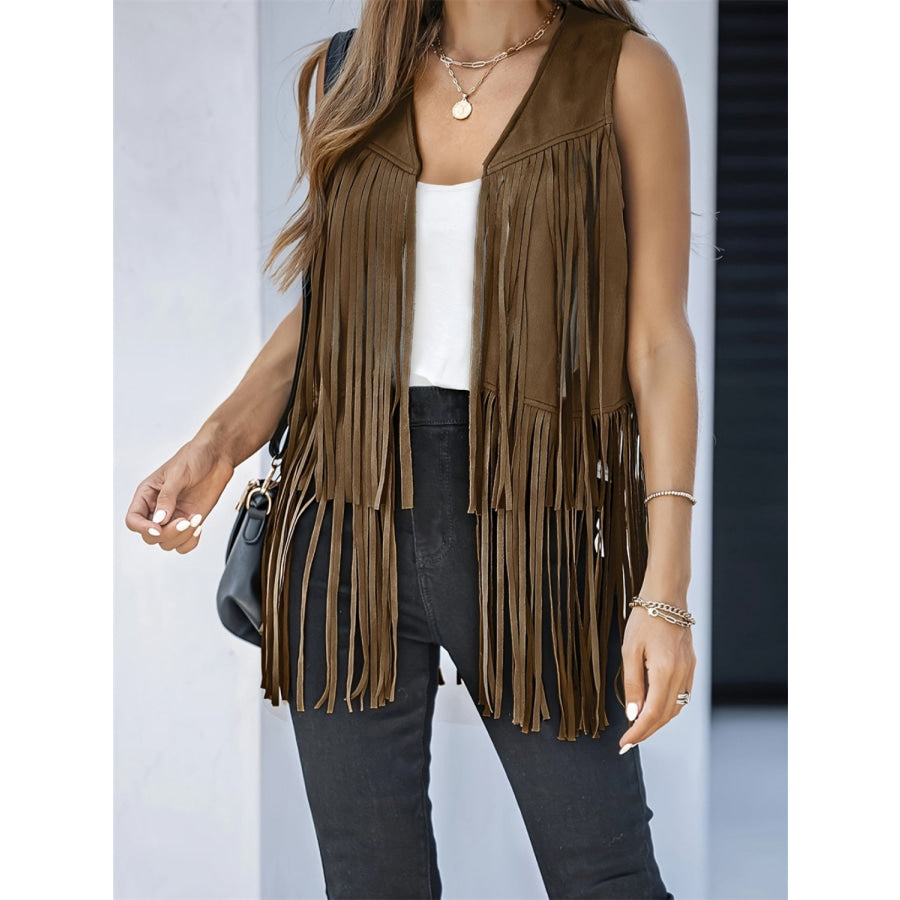 Fringe Open Front Vest Coat Apparel and Accessories