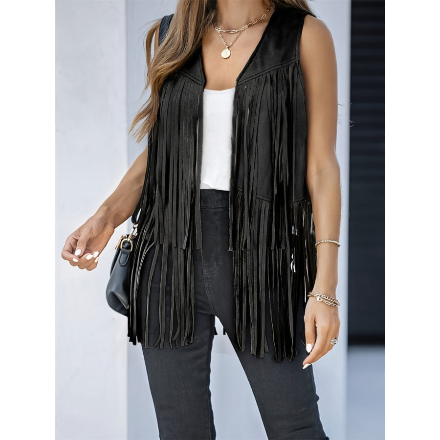 Fringe Open Front Vest Coat Apparel and Accessories