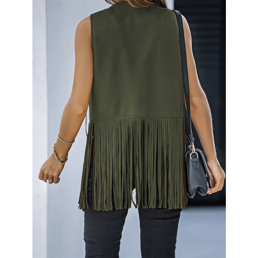 Fringe Open Front Vest Coat Apparel and Accessories