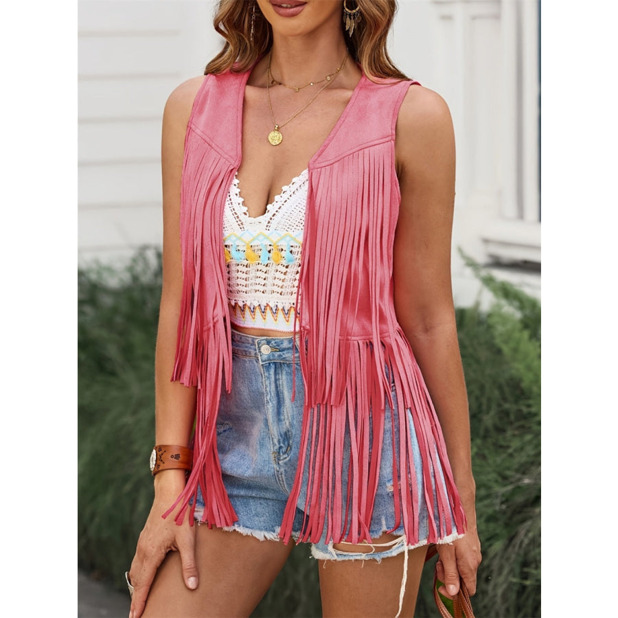 Fringe Open Front Vest Coat Apparel and Accessories