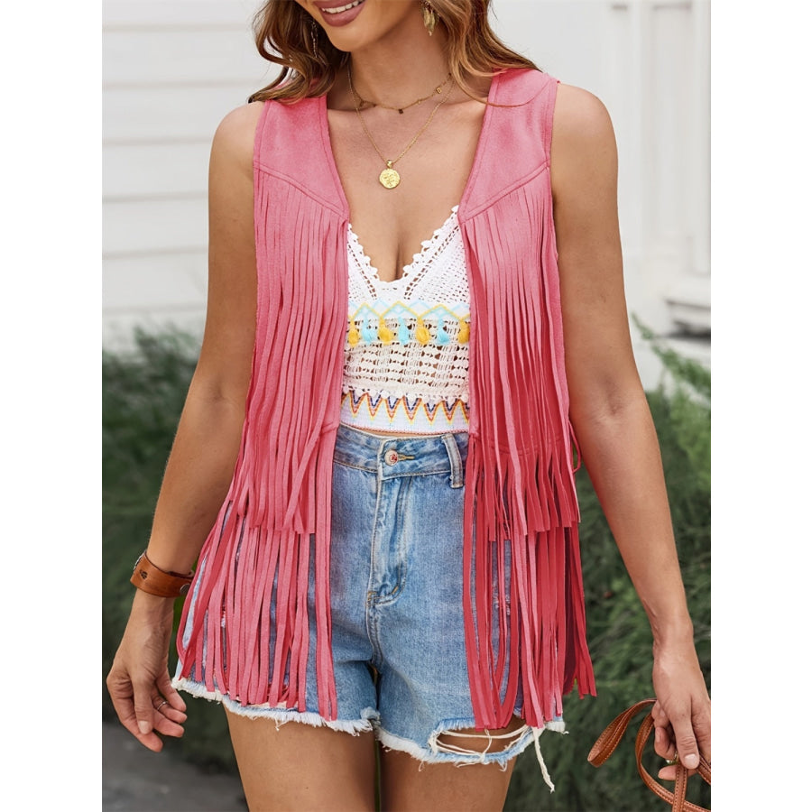 Fringe Open Front Vest Coat Apparel and Accessories