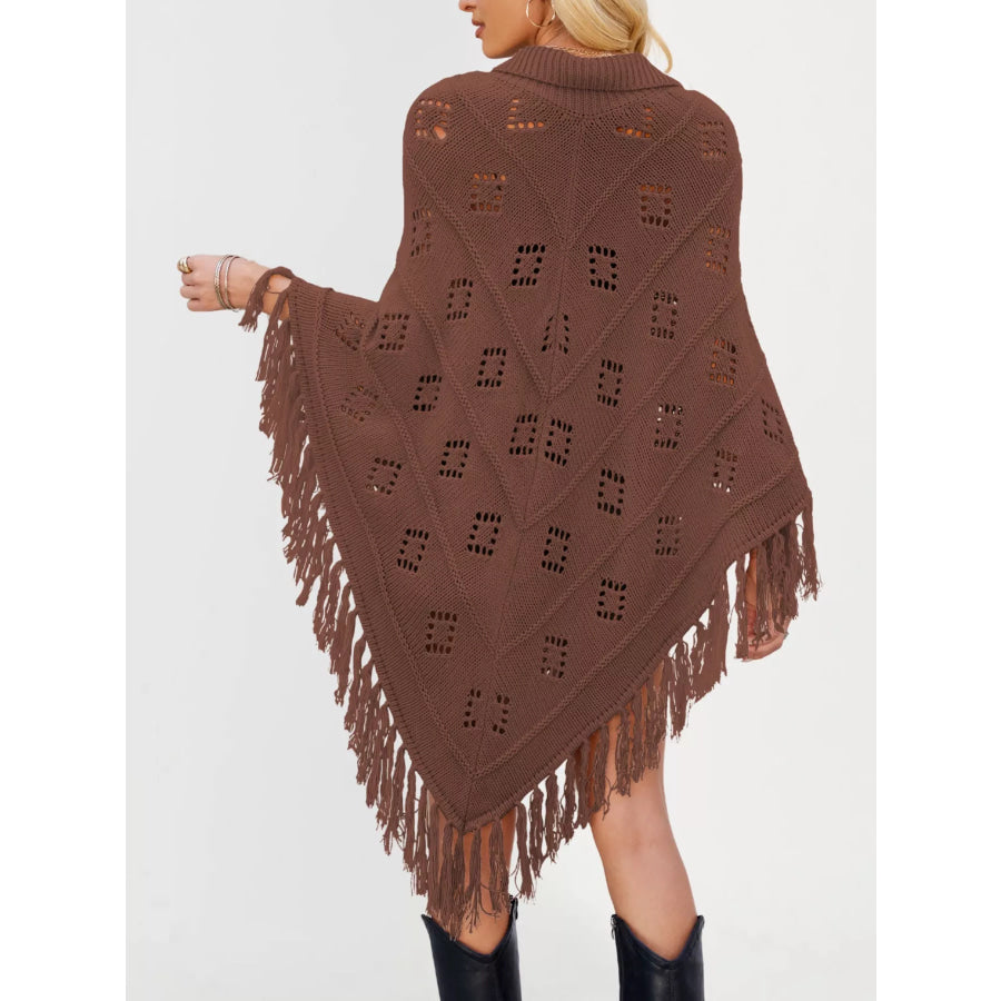 Fringe Openwork Knit Cover Up Apparel and Accessories