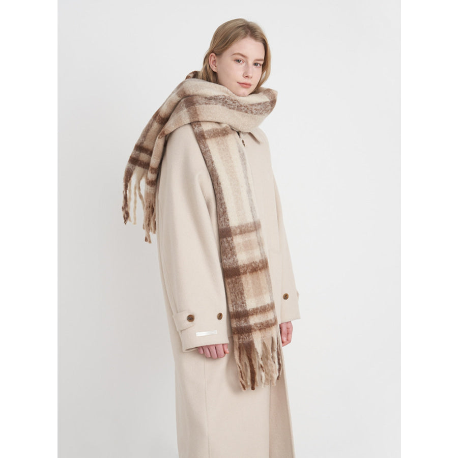 Fringe Plaid Polyester Scarf Apparel and Accessories