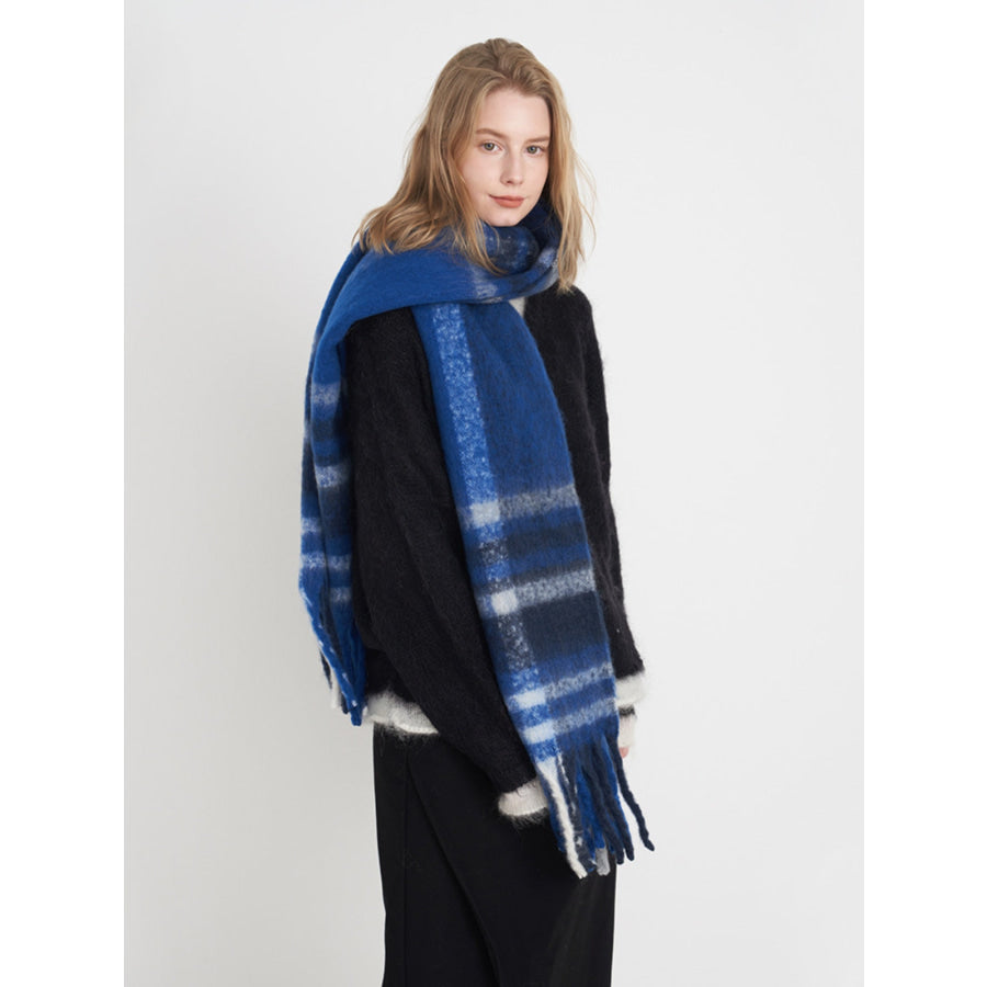 Fringe Plaid Polyester Scarf Apparel and Accessories