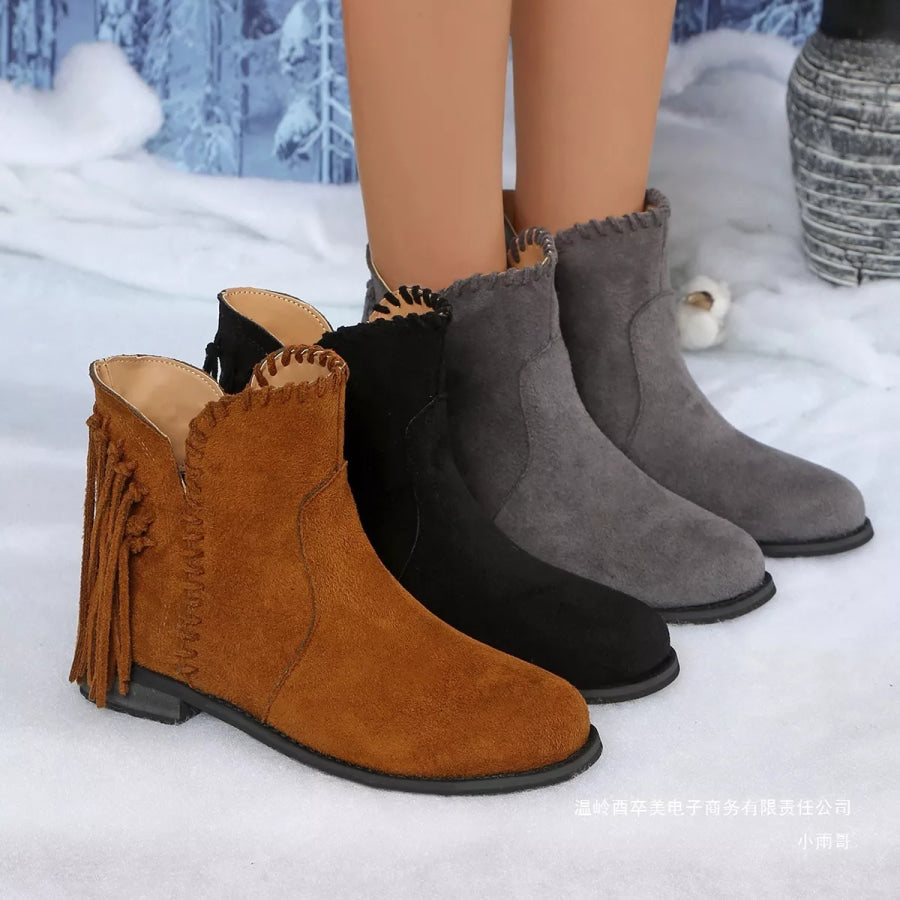 Fringe Point Toe Ankle Boots Apparel and Accessories