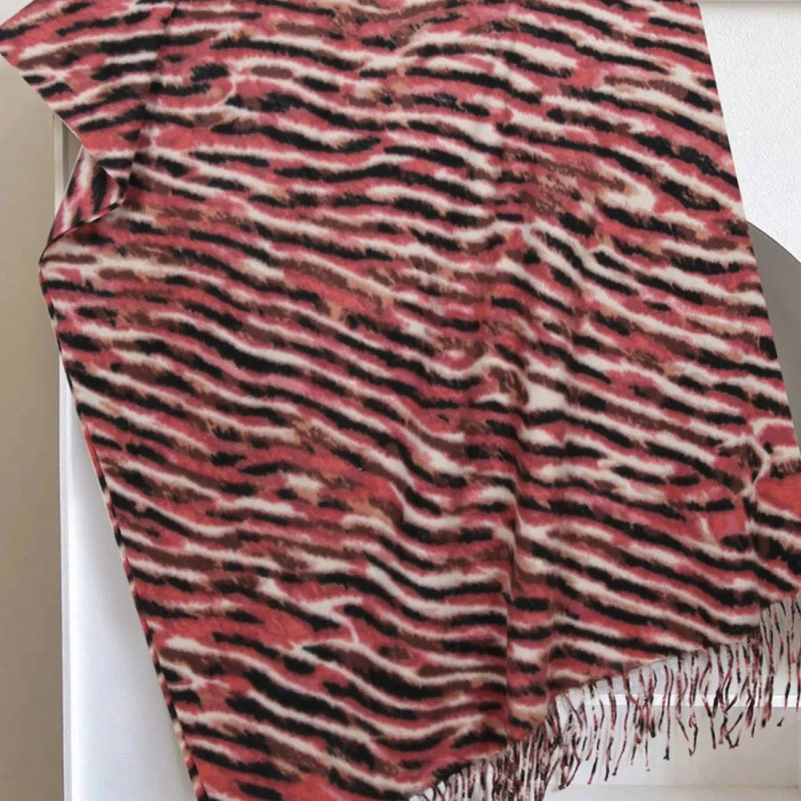 Fringe Printed Scarf Apparel and Accessories