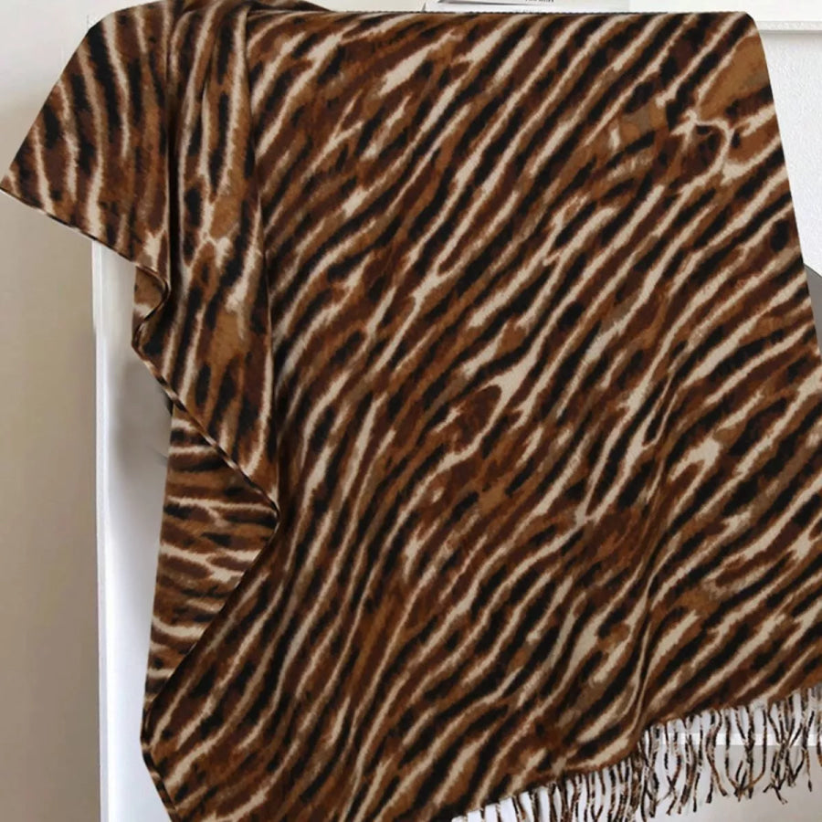 Fringe Printed Scarf Apparel and Accessories
