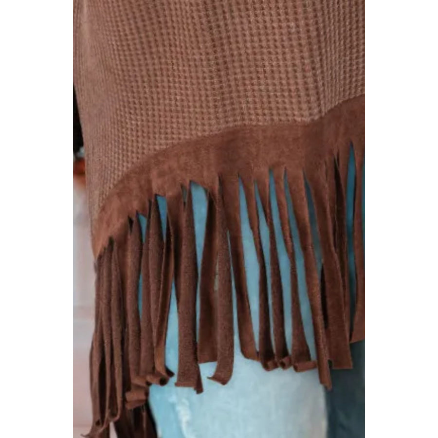 Fringe Round Neck Long Sleeve Top Apparel and Accessories