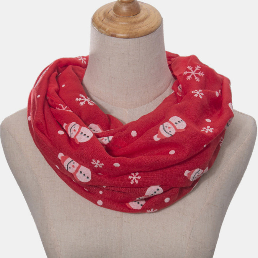 Fringe Snowman Polyester Scarf Red / One Size Apparel and Accessories