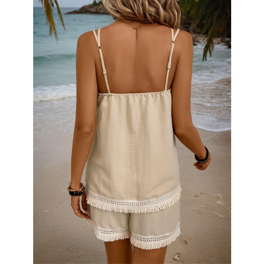 Fringe Square Neck Cami and Shorts Set Apparel and Accessories