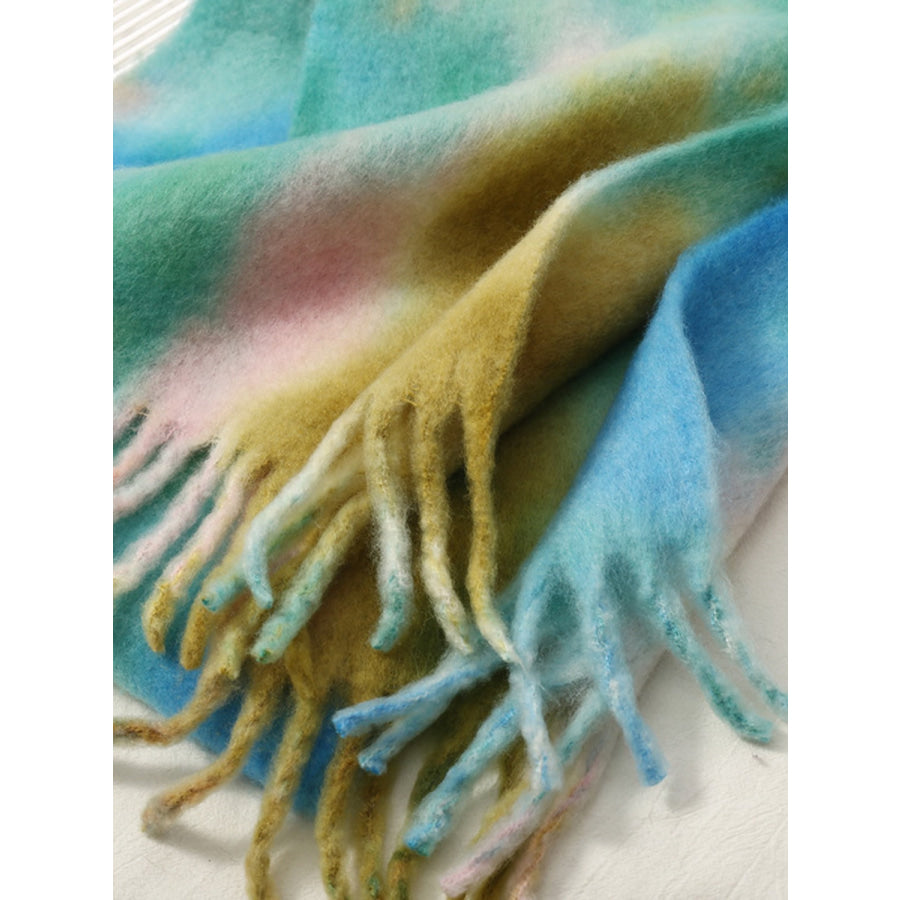 Fringe Tie-Dye Polyester Scarf Apparel and Accessories