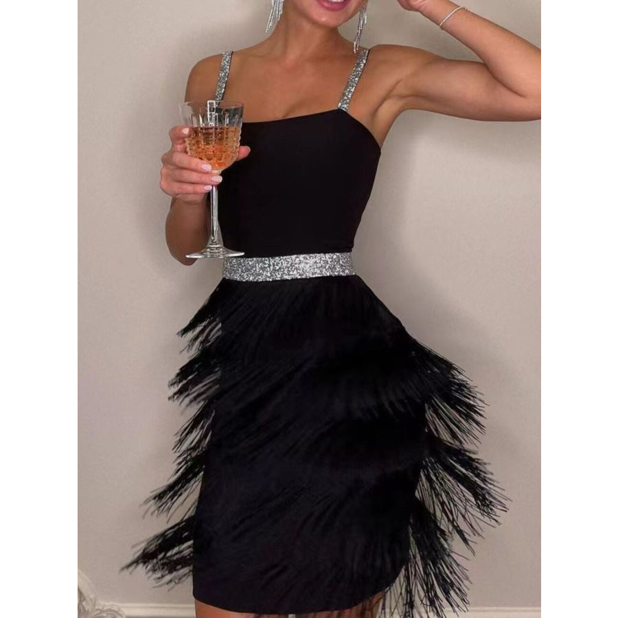 Fringe Trim Cami Mini Dress Apparel and Accessories