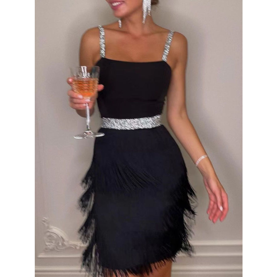 Fringe Trim Cami Mini Dress Apparel and Accessories