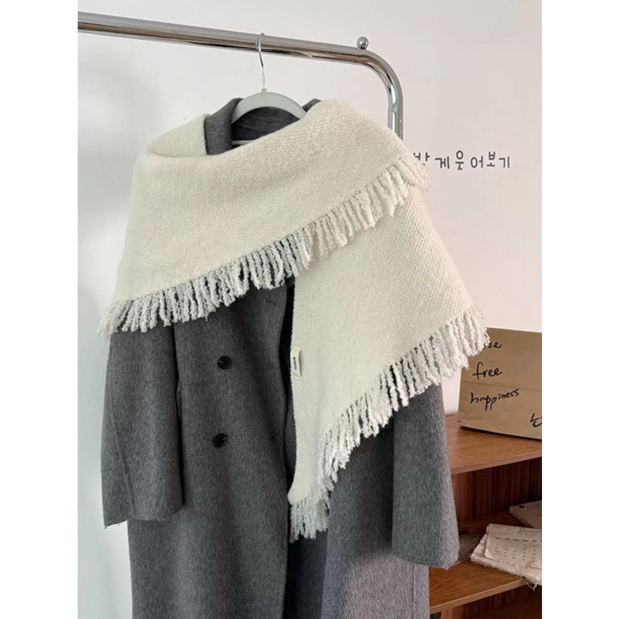 Fringe Trim Knit Scarf Apparel and Accessories