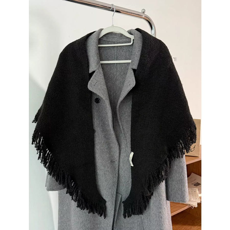 Fringe Trim Knit Scarf Apparel and Accessories