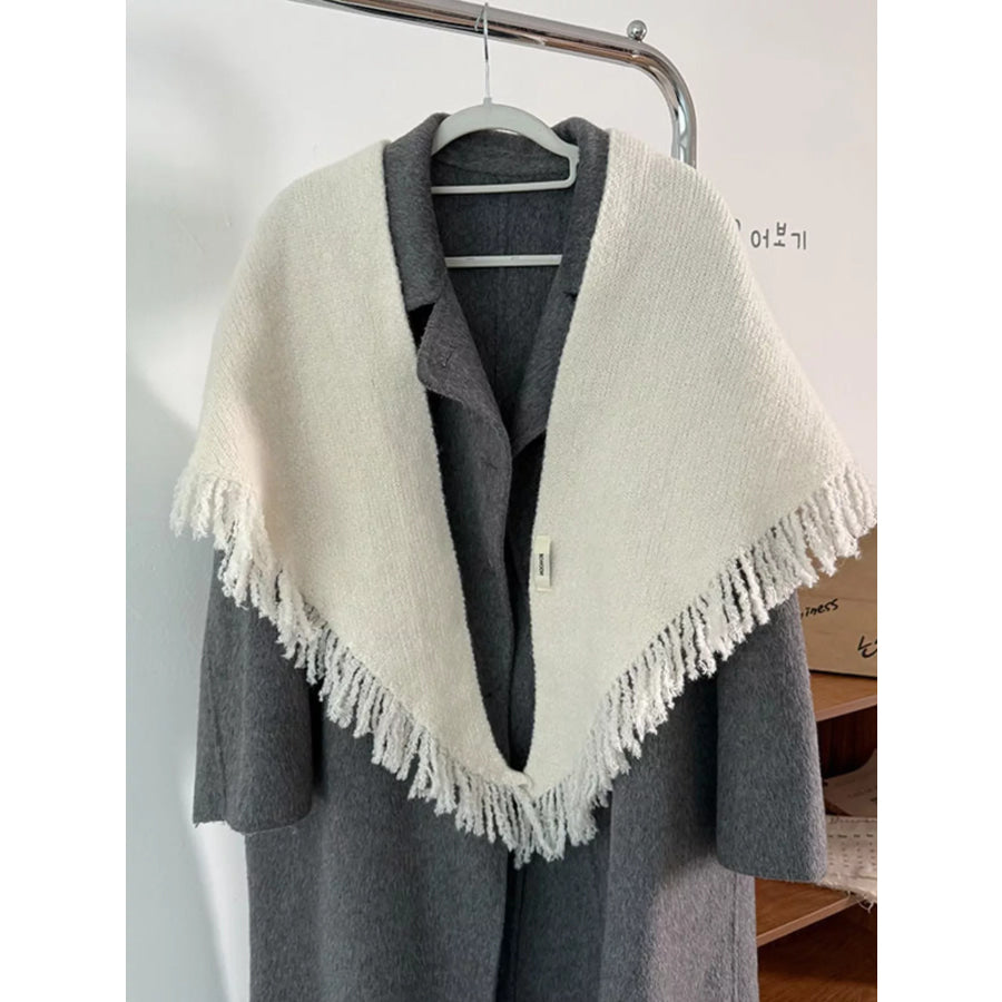 Fringe Trim Knit Scarf Apparel and Accessories
